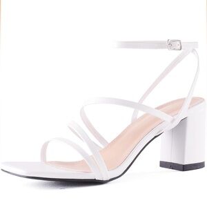 Chic White Strappy Block Heel Sandals